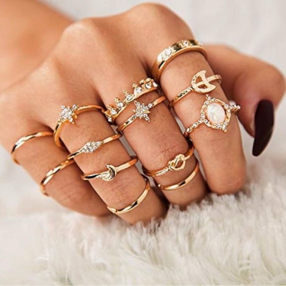 12 Piece Gold Moon Knuckle Ring Set - Picture 7 of 7